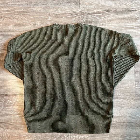 Madewell Women’s Forest Green Crewneck Sweater with Pocket - Picture 2 of 6